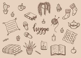 schattig illustratie van hygge elementen. hand- getrokken vector illustratie.