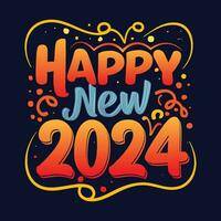 gelukkig nieuw jaar 2024, nieuw jaar t-shirt ontwerp. nieuw 2024 t-shirt ontwerp. vector