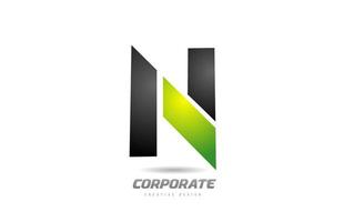 zwart groen logo letter n alfabet ontwerp icoon voor business vector