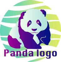 blauw en Purper panda illustratie binnen blauw groen en wit cirkel vector illustratie Aan een wit achtergrond