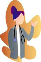 modern icoon illustratie van een vrouw dokter in grijs jas Aan wit achtergrond vector
