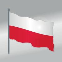 realistische gradiënt vector illustratie afbeelding van Polen wuivende vlag pole