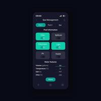 zwembad, spa en achtertuin beheer smartphone interface vector sjabloon