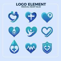 blauw hart medisch logo-element vector