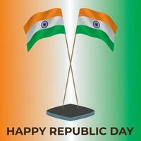 Indië republiek dag pro vector met 3d realistisch vlag