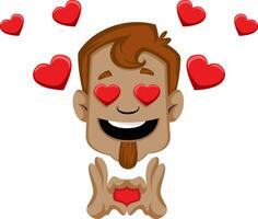 menselijk emoji gevoel in liefde, illustratie, vector Aan wit achtergrond.