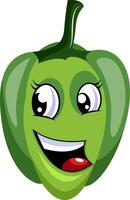 gelukkig groen paprika illustratie vector Aan wit achtergrond
