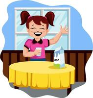 gelukkig meisje drinken melk illustratie vector Aan wit achtergrond