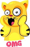 geel verrast kat gezegde OMG vector illustratie Aan een wit achtergrond