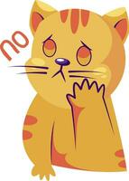 verdrietig geel kat gezegde Nee vector sticker illustratie Aan een wit achtergrond