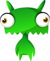 groen schattig monster illustratie vector Aan wit achtergrondafdruk