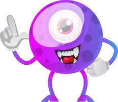 Purper monster tonen met zijn hand- illustratie vector Aan wit achtergrond