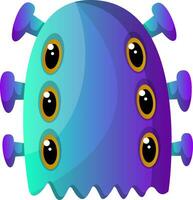 blauw monster met zes ogen illustratie vector Aan wit achtergrond