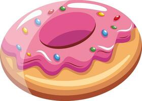 zoet roze donut, illustratie, vector Aan wit achtergrond.