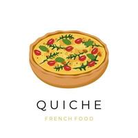 gebakken eigengemaakt Quiche taart vector illustratie logo