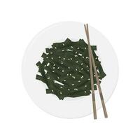 Japans wakame salade of vers zeewier salade vector illustratie logo