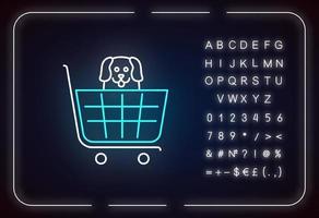 honden toegestaan supermarkt, dierenwinkel neonlicht icoon vector