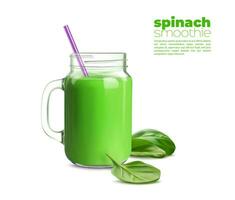 groen spinazie ontgiften smoothie biologisch vitamine drinken vector