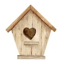 waterverf vogelhuisje. houten nesten doos. voorjaar illustratie vector