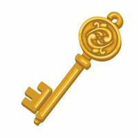 sprookje gouden deur sleutel, bescherming, vector illustratie eps10
