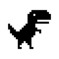 pixel kunst van dinosaurus icoon geïsoleerd Aan wit achtergrond. offline fout voor internetten. karakter spel vector illustratie.