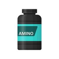 amino fles geïsoleerd Aan wit achtergrond. sport- voeding icoon houder pakket, geschiktheid supplementen. bodybuilding sport voedsel. pot met supplementen voor spier groei. Sportschool vector illustratie.