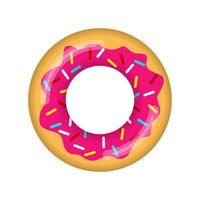 opblaasbaar zwemmen ring op zoek Leuk vinden donut geïsoleerd Aan wit achtergrond, rubber vlotter zwembad redder in nood ring, boei kinderen strand zomer zee water thema. vector illustratie icoon.