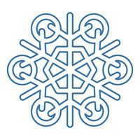 winter blauw pluizig sneeuwvlok dun geaaid icoon vector
