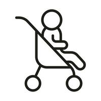 baby wandelwagen, lijn icoon. kind in koets. vector illustratie