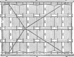 grandin vlot gezagvoerder horizontaal projectie, wijnoogst gravure. vector