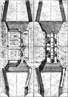 voormalig plan van de sluis mardyck, wijnoogst gravure. vector