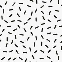 gemakkelijk minimalistisch naadloos patroon, zwart hand getekend lijnen Aan een wit achtergrond. suiker hagelslag, confetti. vector