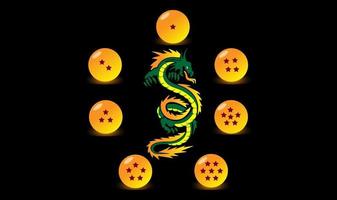 zeven drakenballen en draak in de Dragonball-anime