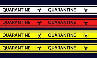 vectorafbeelding van quarantaine tape geïsoleerd op donkerblauwe achtergrond. vector