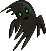 gelukkig zwart halloween geest met groen ogen vector illustratie Aan wit achtergrond.