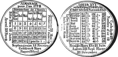 de almanak medaille van 1778, wijnoogst gravure. vector