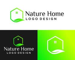 vers natuurlijk blad echt landgoed huis logo ontwerp. vector