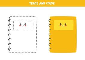 traceer en kleur schattig kawaii-schrift. werkblad voor kinderen. vector