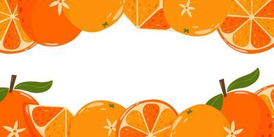 oranje achtergrond met plaats voor tekst. zomer fruit vector illustratie in tekenfilm vlak stijl Aan geïsoleerd achtergrond. voor banier, poster, folder, etiket