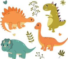 vector reeks van schattig dinosaurussen in tekenfilm stijl, dinosaurus clip art