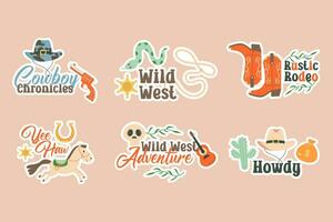 wild west stickers concept met belettering vector