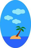 palm boom Aan de eiland met blauw lucht, illustratie, vector Aan wit achtergrond.