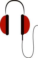 gemakkelijk groot rood hoofdtelefoons vector illustratie Aan wit achtergrond