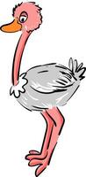 tekenfilm roze en wit struisvogel vector illustratie Aan wit achtergrond