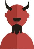 vector illustratie van een rood glimlachen duivel met zwart baard en hoorns Aan wit achtergrond