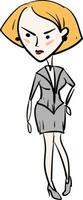 boos zakenvrouw in grijs pak vector illustratie Aan wit achtergrond