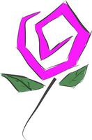 gemakkelijk Purper bloem met gren bladeren vector illustratie Aan wit achtergrond