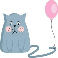 een boos kat met een ballon gebonden naar haar staart vector of kleur illustratie
