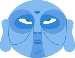 clip art van een blauw kleur gezicht gebruikt voor tribal religieus praktijken vector kleur tekening of illustratie