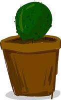 een klein groen cactus fabriek Aan een aarden pot vector kleur tekening of illustratie